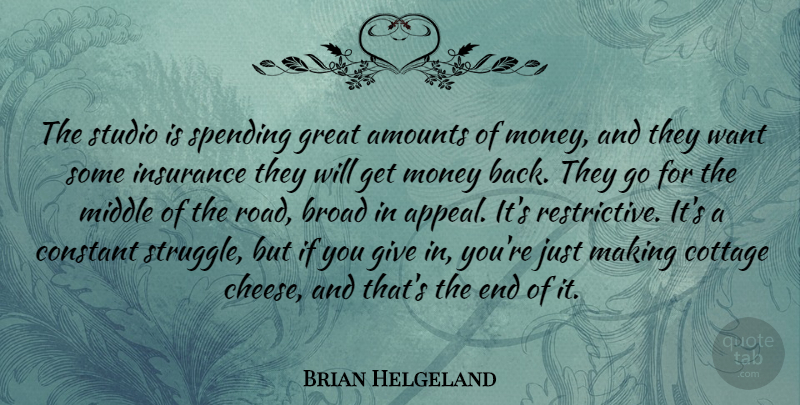 Brian Helgeland Quote About Broad, Constant, Cottage, Great, Insurance: The Studio Is Spending Great...