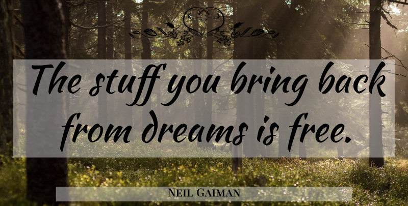Neil Gaiman Quote About Dream, Stuff: The Stuff You Bring Back...