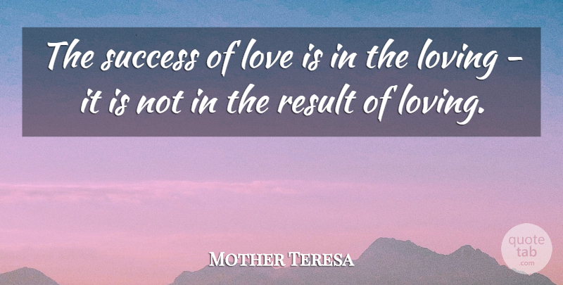 Mother Teresa Quote About Love Is, Loving Mother, Calcutta: The Success Of Love Is...