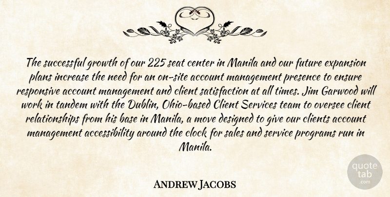 Andrew Jacobs Quote About Account, Base, Center, Client, Clients: The Successful Growth Of Our...