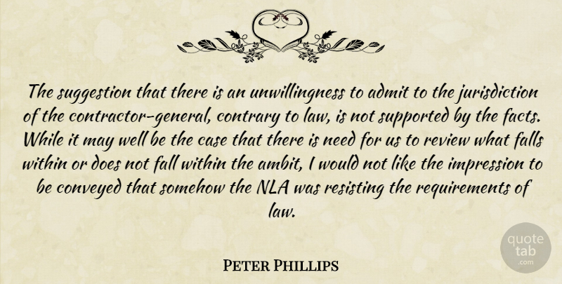 Peter Phillips Quote About Admit, Case, Contrary, Conveyed, Falls: The Suggestion That There Is...