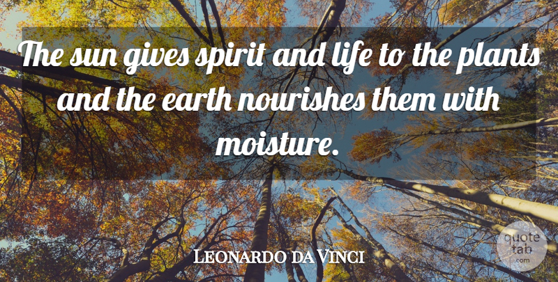 Leonardo da Vinci Quote About Travel, Nature, Giving: The Sun Gives Spirit And...