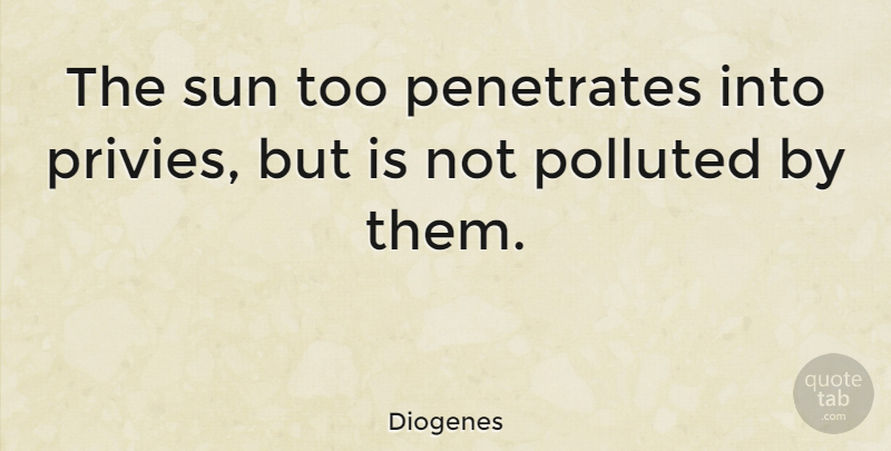Diogenes Quote About Greek Philosopher, Sun: The Sun Too Penetrates Into...