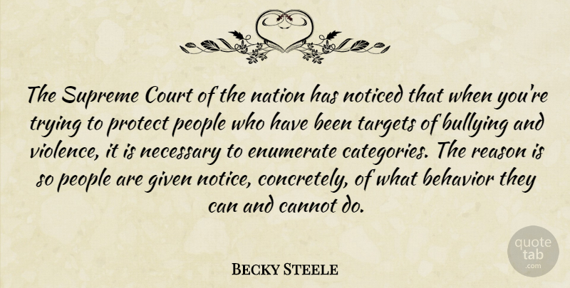 Becky Steele Quote About Behavior, Bullying, Cannot, Court, Given: The Supreme Court Of The...