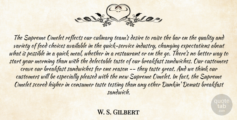 W. S. Gilbert Quote About Available, Bar, Breakfast, Changing, Choices: The Supreme Omelet Reflects Our...