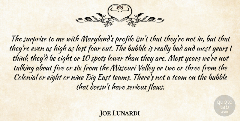 Joe Lunardi Quote About Bad, Bubble, Colonial, East, Eight: The Surprise To Me With...