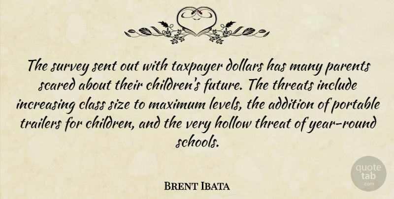 Brent Ibata Quote About Addition, Class, Dollars, Hollow, Include: The Survey Sent Out With...
