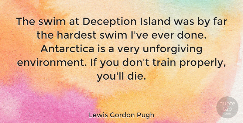 Lewis Gordon Pugh Quote About Antarctica, Deception, Far, Hardest, Island: The Swim At Deception Island...
