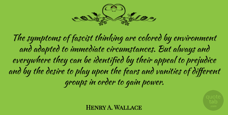 Henry A. Wallace Quote About Thinking, Order, Play: The Symptoms Of Fascist Thinking...
