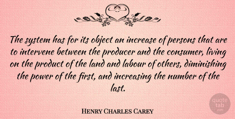 Henry Charles Carey Quote About Increase, Increasing, Intervene, Labour, Land: The System Has For Its...