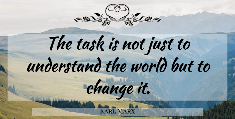Karl Marx Quote About Tasks, World: The Task Is Not Just...