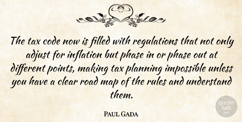 Paul Gada Quote About Adjust, Clear, Code, Filled, Impossible: The Tax Code Now Is...