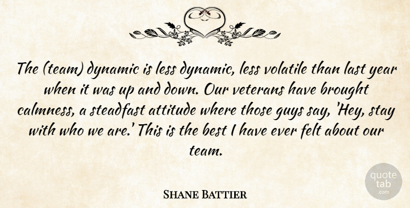 Shane Battier Quote About Attitude, Best, Brought, Dynamic, Felt: The Team Dynamic Is Less...