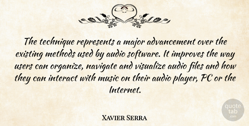 Xavier Serra Quote About Audio, Existing, Files, Improves, Interact: The Technique Represents A Major...