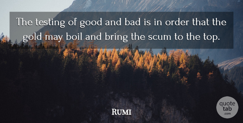 Rumi Quote About Adversity, Order, Gold: The Testing Of Good And...