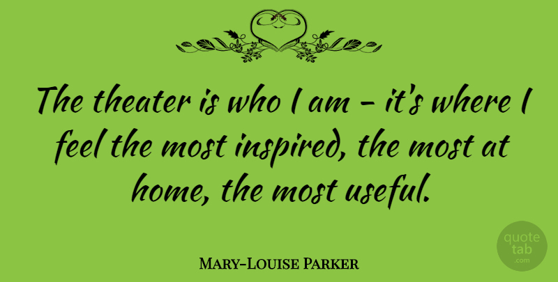 Mary-Louise Parker Quote About Home, Who I Am, Inspired: The Theater Is Who I...