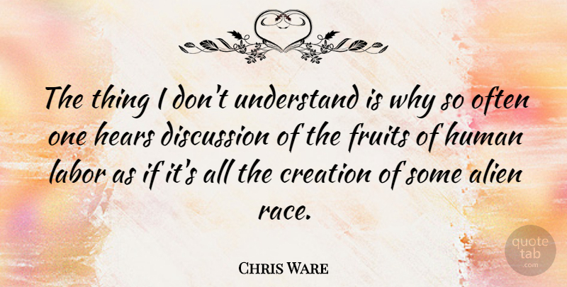 Chris Ware Quote About Race, Fruit, Aliens: The Thing I Dont Understand...