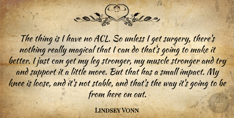 Lindsey Vonn Quote About Knee, Leg, Magical, Muscle, Small: The Thing Is I Have...