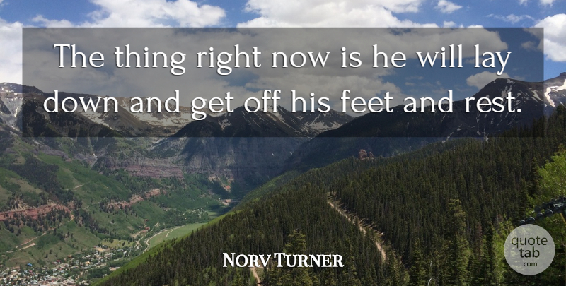 Norv Turner Quote About Feet, Lay, Rest: The Thing Right Now Is...