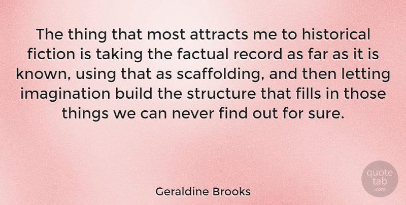 Geraldine Brooks Quote About Imagination, Historical, Fiction: The Thing That Most Attracts...