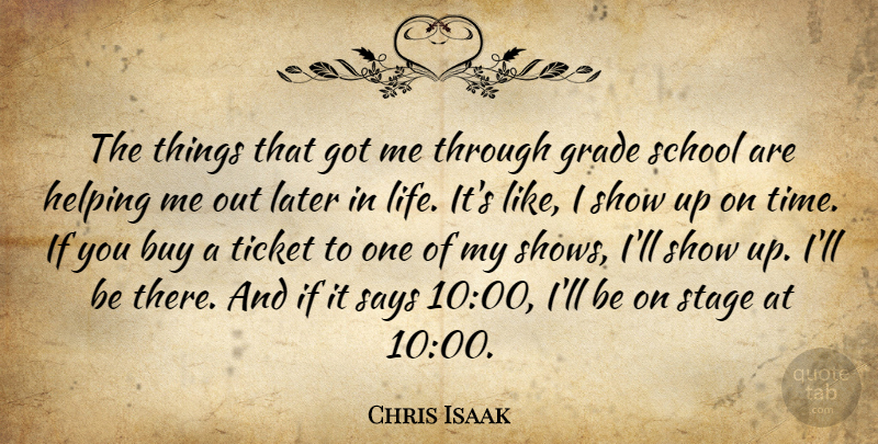 Chris Isaak Quote About School, Later In Life, Tickets: The Things That Got Me...