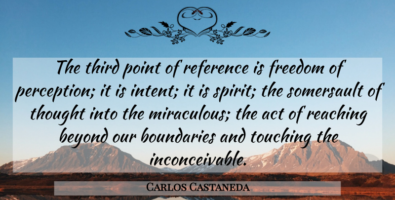Carlos Castaneda Quote About Freedom, Touching, Perception: The Third Point Of Reference...