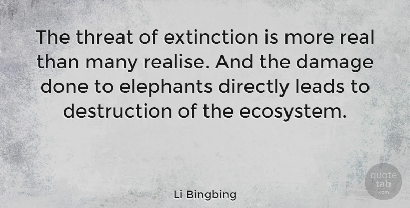 Li Bingbing Quote About Damage, Directly, Leads, Threat: The Threat Of Extinction Is...