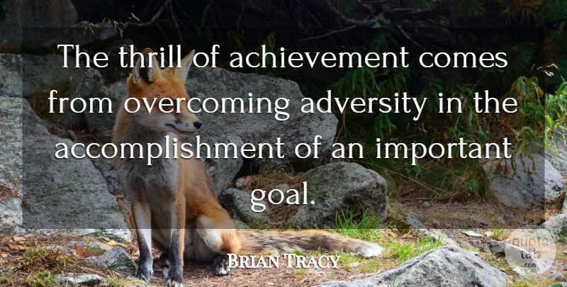 Brian Tracy Quote About Adversity, Accomplishment, Goal: The Thrill Of Achievement Comes...