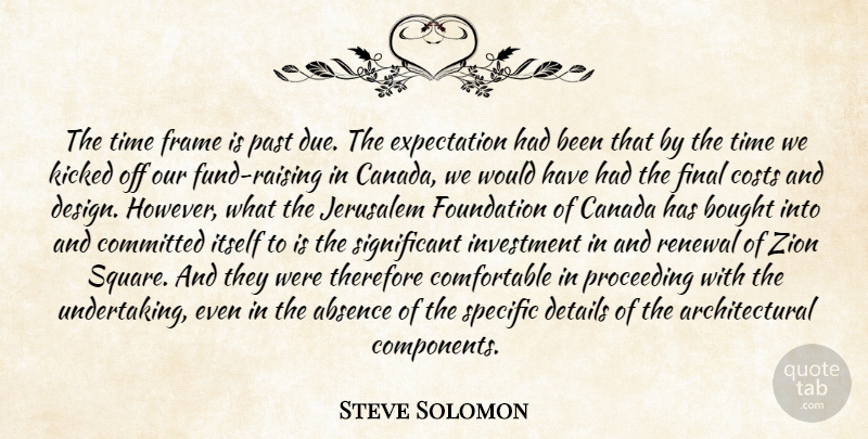 Steve Solomon Quote About Absence, Bought, Canada, Committed, Costs: The Time Frame Is Past...