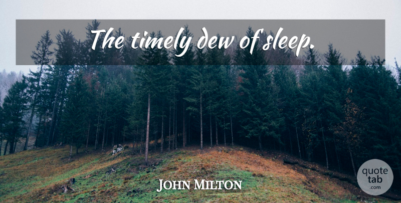 John Milton Quote About Sleep, Dew, Timely: The Timely Dew Of Sleep...