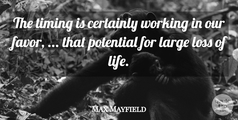 Max Mayfield Quote About Certainly, Large, Loss, Potential, Timing: The Timing Is Certainly Working...