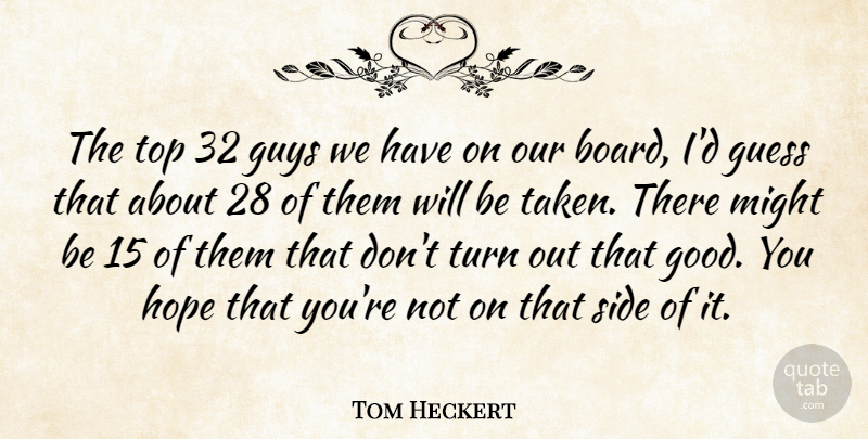 Tom Heckert Quote About Guess, Guys, Hope, Might, Side: The Top 32 Guys We...