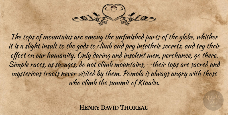 Henry David Thoreau Quote About Pride, Simple, Men: The Tops Of Mountains Are...