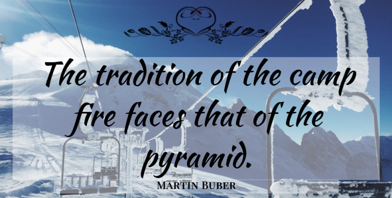 Martin Buber Quote About Pyramids, Fire, Faces: The Tradition Of The Camp...