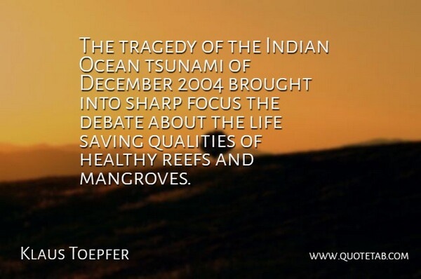 Klaus Toepfer Quote About Brought, Debate, December, Focus, Healthy: The Tragedy Of The Indian...
