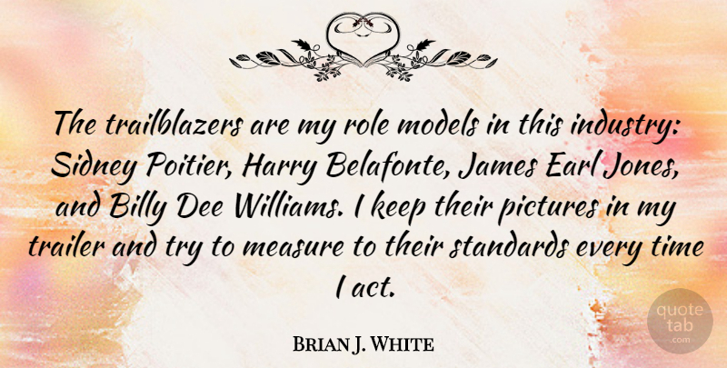Brian J. White Quote About Role Models, Trying, Roles: The Trailblazers Are My Role...