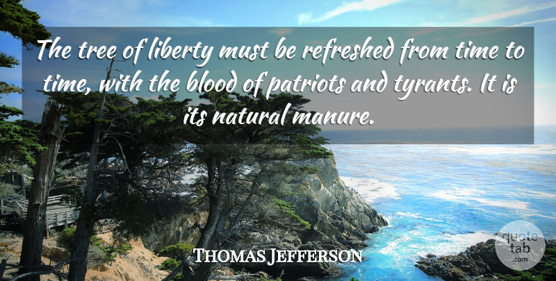 Thomas Jefferson Quote About Blood, Liberty, Natural, Refreshed, Revolutions And Revolutionaries: The Tree Of Liberty Must...