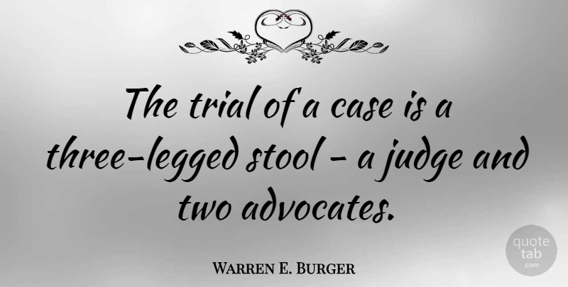 Warren E. Burger Quote About Two, Judging, Judgement: The Trial Of A Case...