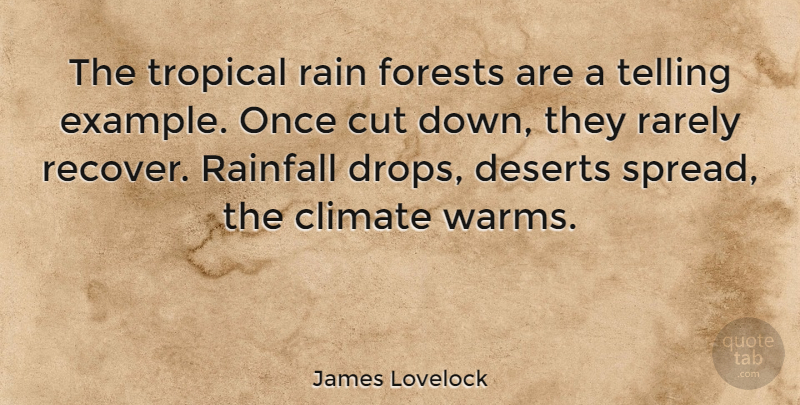 James Lovelock Quote About Rain, Cutting, Desert: The Tropical Rain Forests Are...