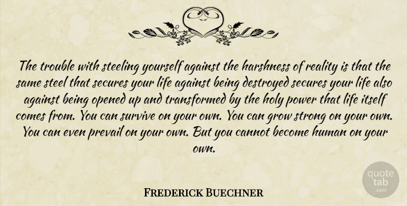 Frederick Buechner Quote About Strong, Reality, Steel: The Trouble With Steeling Yourself...