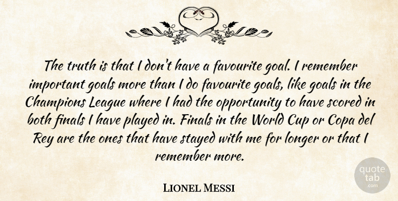 Lionel Messi Quote About Opportunity, Champions League, Goal: The Truth Is That I...