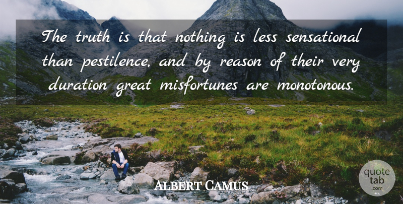 Albert Camus Quote About Pestilence, Duration, Truth Is: The Truth Is That Nothing...