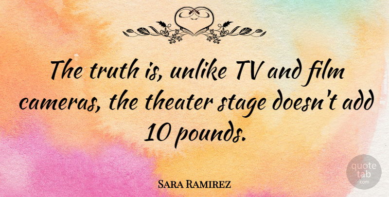 Sara Ramirez Quote About Add, Truth, Tv, Unlike: The Truth Is Unlike Tv...