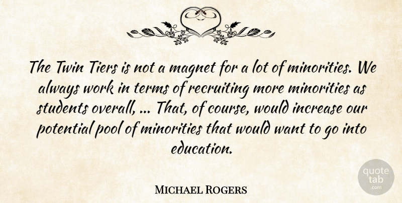 Michael Rogers Quote About Increase, Magnet, Minorities, Pool, Potential: The Twin Tiers Is Not...