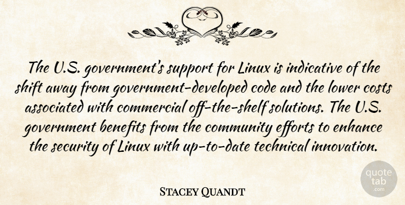 Stacey Quandt Quote About Associated, Benefits, Code, Commercial, Community: The U S Governments Support...