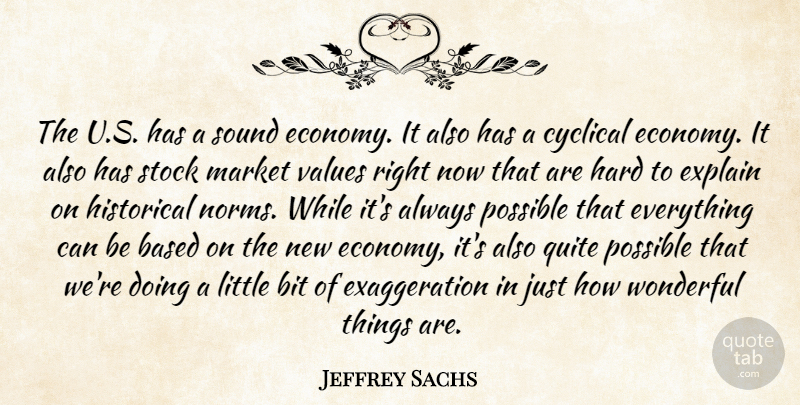 Jeffrey Sachs Quote About Based, Bit, Cyclical, Economy And Economics, Explain: The U S Has A...