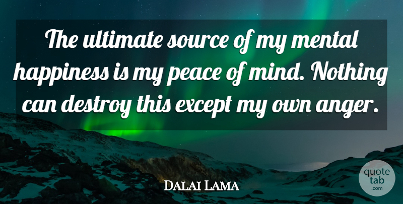 Dalai Lama Quote About Life, Mind, Existential: The Ultimate Source Of My...