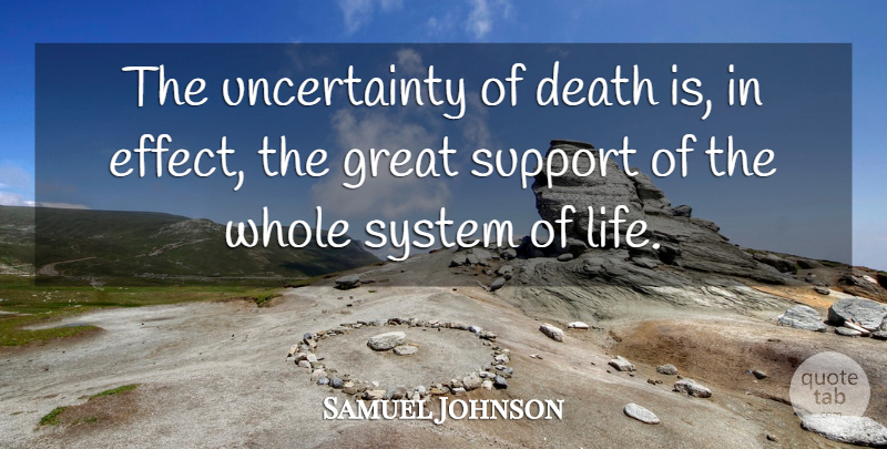 Samuel Johnson Quote About Death, Support, Whole: The Uncertainty Of Death Is...