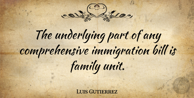 Luis Gutierrez Quote About Bills, Immigration, Units: The Underlying Part Of Any...