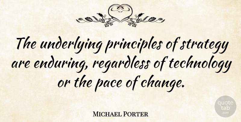 Michael Porter Quote About Technology, Pace, Principles: The Underlying Principles Of Strategy...
